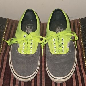 Vans Gray and Neon Green Classic Low-Top Sneakers Mens Sz 7,   Womens Sz 8.5